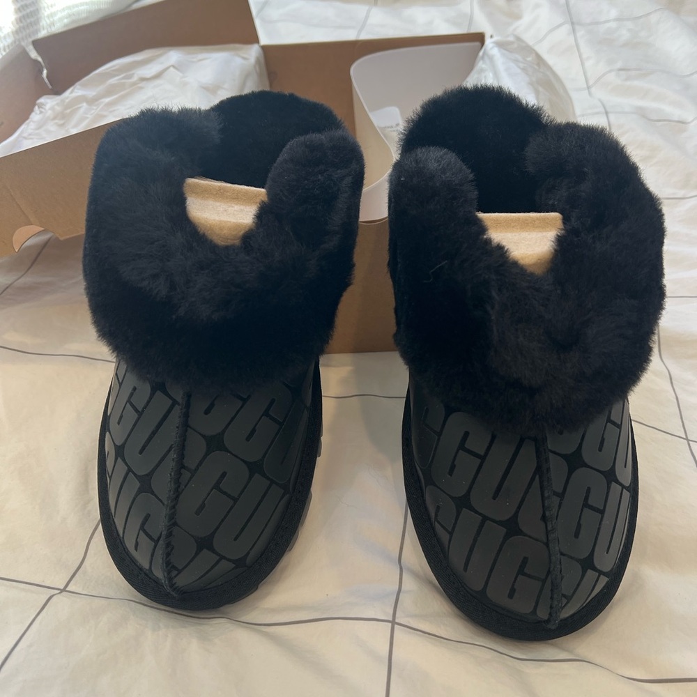 UGG Black Coquette Logo Slippers